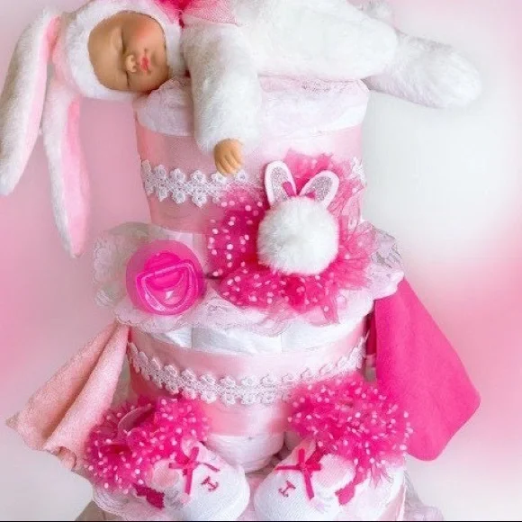 Bunny Diaper Cake, Easter Diaper Cake